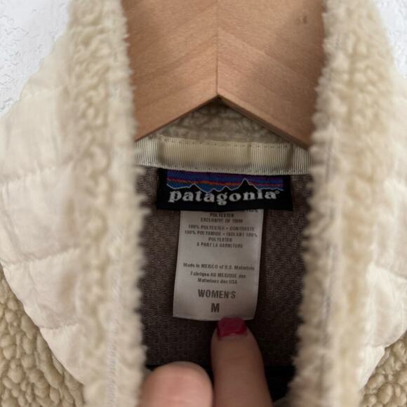 Patagonia Better Sweater Vest Zip-Up Fleece Knit Natural W/Mushroom Brown Tan M - Picture 8 of 10